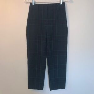 Aritzia Wilfred Blue Green Plaid Effortless Pants 0